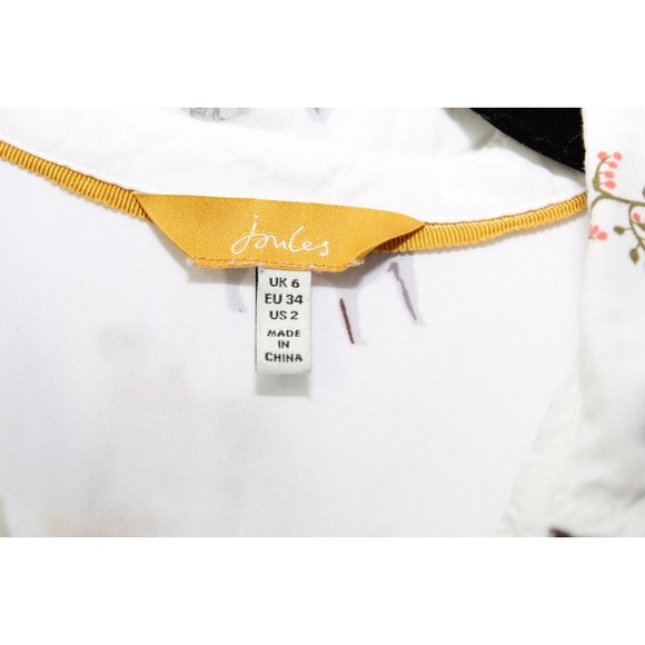 Joules Elvina Dog Print Button Up Shirt White Blouse LS Women's Size 2 H13483 - Picture 7 of 14